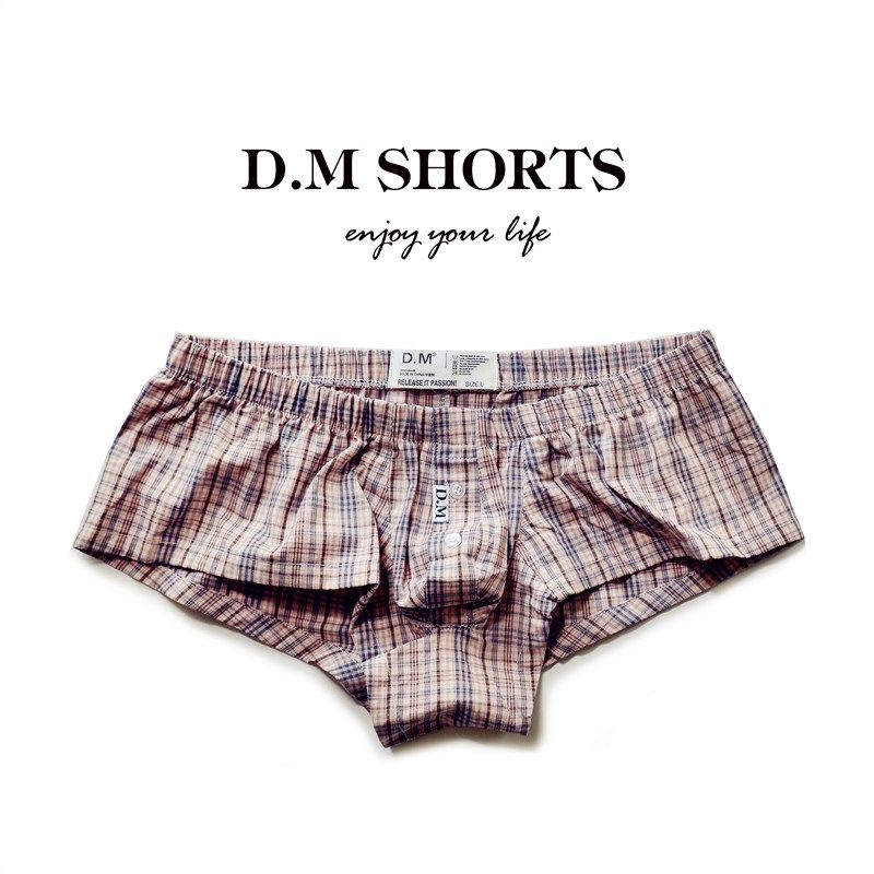 D.M男生内裤低腰性感无弹性宽松家居裤 格子条纹平角裤阿罗裤青年,女士内衣/男士内衣/家居服,男平角内裤,淘宝优惠券,粉丝福利购,淘宝优惠卷