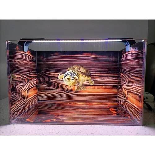 鱼缸背景贴纸5d 高清热门立体窄桥木纹鳄龟水族卡通贴纸壁纸正胶
