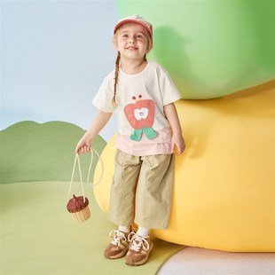 宝宝休闲裤春季直筒裤纯棉工装裤婴儿阔腿女童九分裤夏季儿童裤子