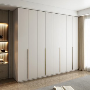 一门到顶衣柜奶油风家用卧室柜子轻奢白色成品组合整体收纳大衣橱