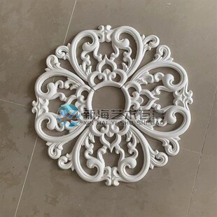 镂空法式灯盘灯圈石膏花朵花圈墙面天花板装饰造型石膏线条虎头线