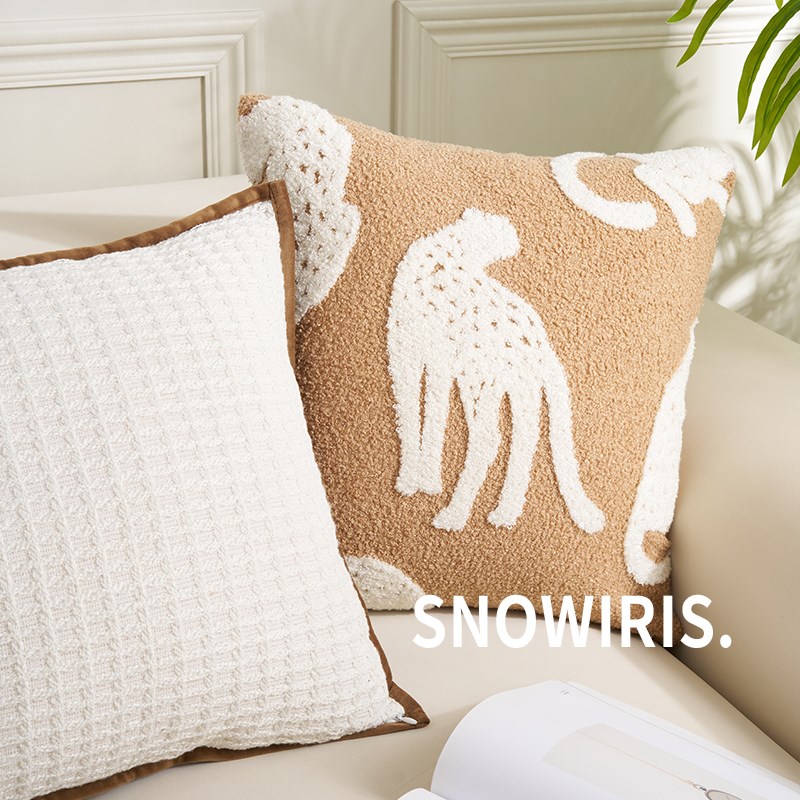 宅寂风咖色抱枕可爱动物抱枕套民宿客厅沙发靠垫床上靠枕装饰方枕