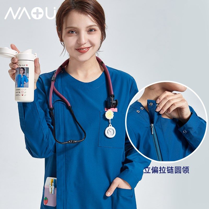 南欧鱼洗手衣短袖女手术室工作服护士服拉链刷手服男长袖套装牙科