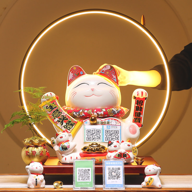 创意摇手招财猫摆件店铺开业礼品收银台家居客厅语音播报自动招手,家居饰品,招财猫,淘宝优惠券,粉丝福利购,淘宝优惠卷