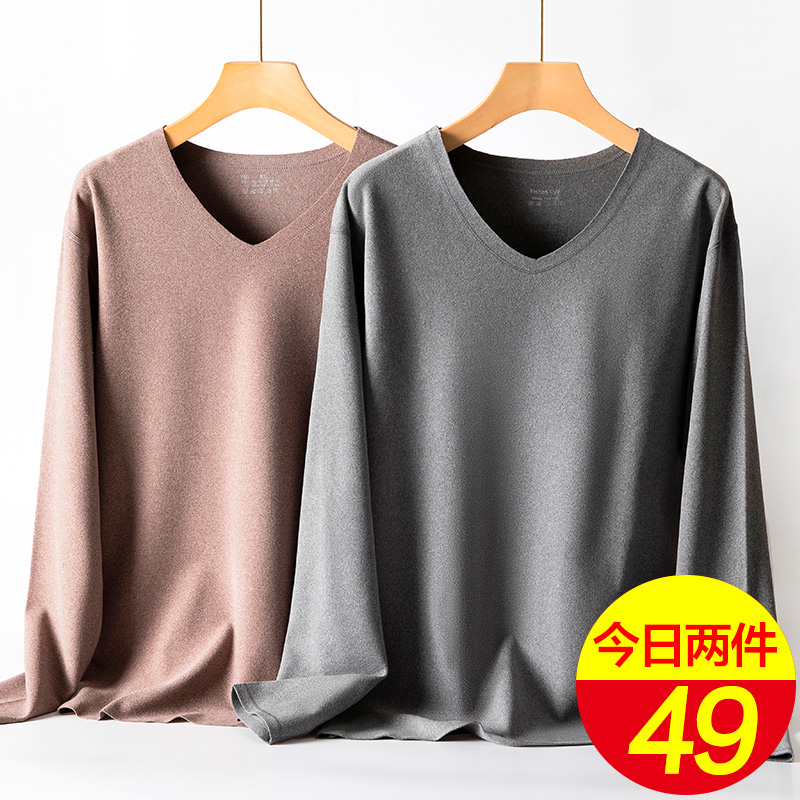 单件保暖衣男士加绒上衣恒温加厚无痕德绒自发热内衣打底衫秋衣冬