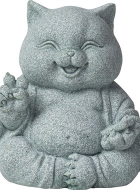 创意招财福猫治愈系茶宠摆件可爱开心猫茶室茶桌鱼缸造景桌面装饰