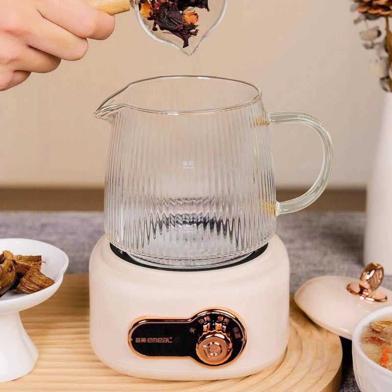益美迷你全玻璃养生壶办公室小型迷你花茶壶煮茶器电热烧水壶一人