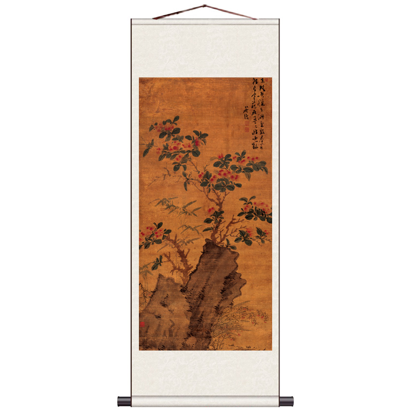 明代名家字画书法卷轴画牡丹花卉图国画水墨画绢画布艺装饰画中式图片