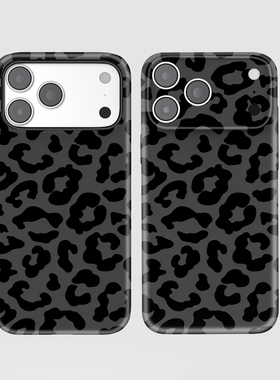 黑色豹纹手机壳适用iPhone17ProMax苹果17Ari系列16Plus精孔15菲林14新款13亮面12软壳磨砂11全包按键二合一