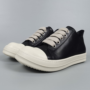 ro鞋子男真皮厚底低帮滑板鞋增高系带韩版休闲皮鞋女学生情侣单鞋