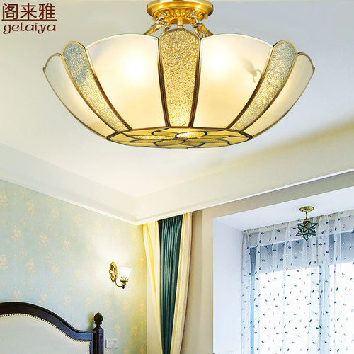 欧式主卧室灯婚房温馨浪漫 美式书房灯现代简约 创意复古全铜吊灯