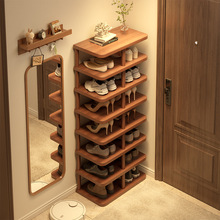 日式精工实木芯鞋架多层家用门口室内用小窄简易新款置物架鞋柜