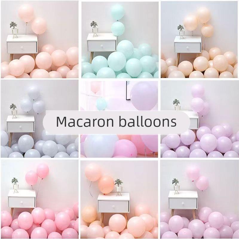 马卡龙气球彩色混装多巴胺加厚无毒儿童周岁生日场景布置装饰汽球