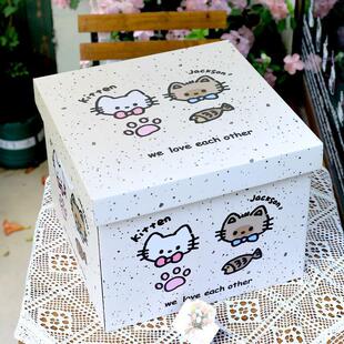 泼墨小猫纸箱生日礼盒空盒子零食包装礼物盒可爱收纳盒送礼礼品盒