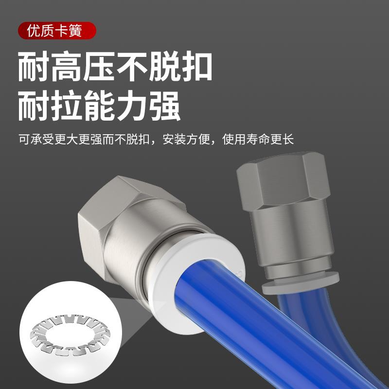 气动内丝PCF6-01铜不锈钢4-M5内螺纹气管快速接头直通快插PCF8-02