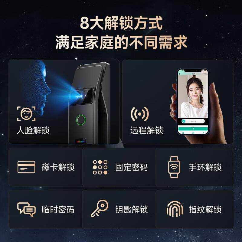 指纹锁家用防盗门人脸识别智能门锁入户门大屏可视猫眼电子密码锁