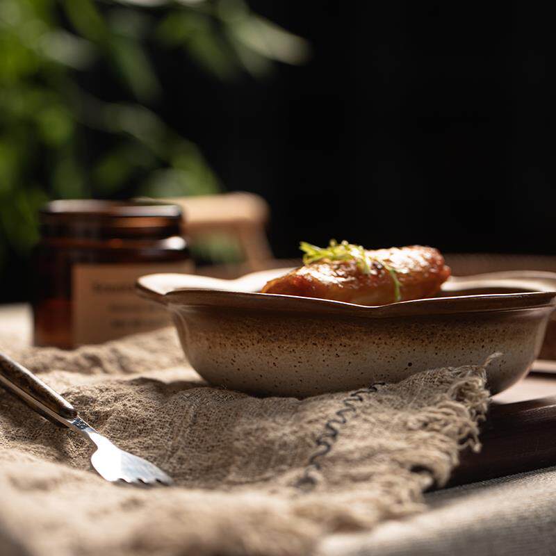 莳绘金缮花瓣饭碗日式覆古汤碗家用燕麦水果沙拉碗高颜值精致小碗