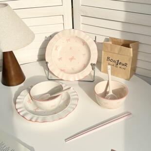 ins风碗碟套装家用餐具2025新款碗盘筷碗具一2人食精致一套碗可爱