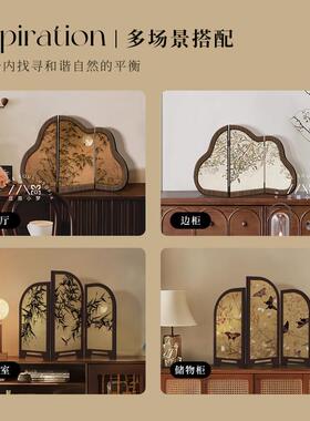 中古风入户玄关摆件屏风新中式复古摆台电视柜仿古桌面摆画装饰画