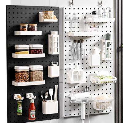 书桌洞洞板置物架配件通用6mm圆孔方孔板收纳盒孔距25mm挂板26mm