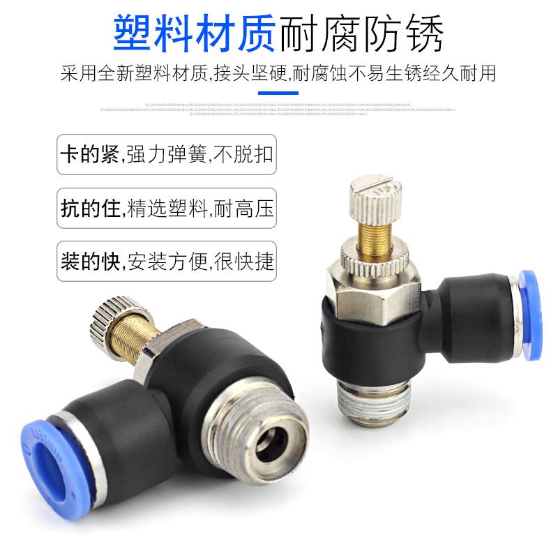 气缸调速调节开关JSC节流阀SL6-M5/4-10-12-8-02-04气管快速接头