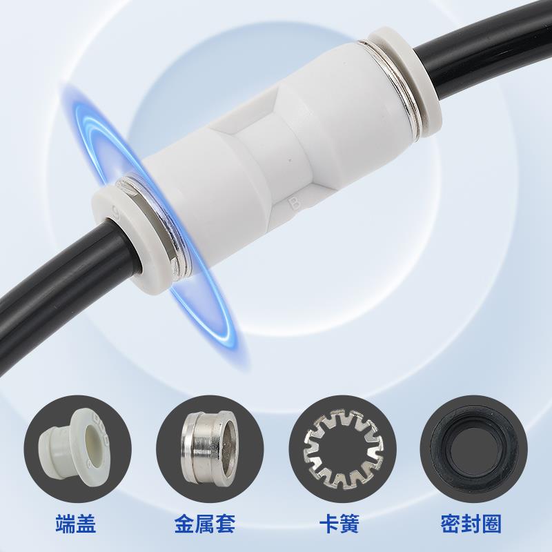 气动快插速接头PU直通PG PEG PW变径PE PY三通气管4 6 10-8mm白色