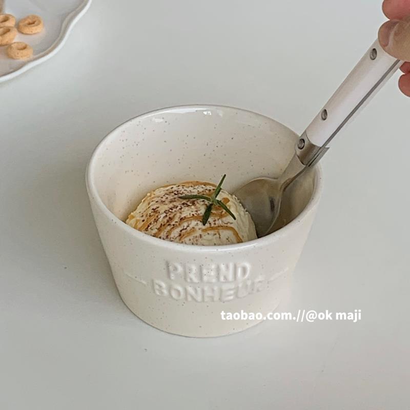 陶瓷饭碗个人专用可爱早餐麦片小碗宿舍用学生碗勺燕麦酸奶碗带勺