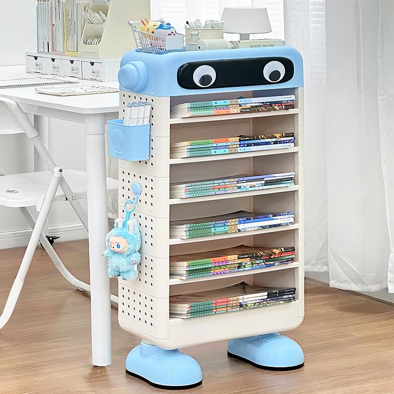 桌边书架落地多层小推车置物架学生书包书本收纳架绘本课本整理架