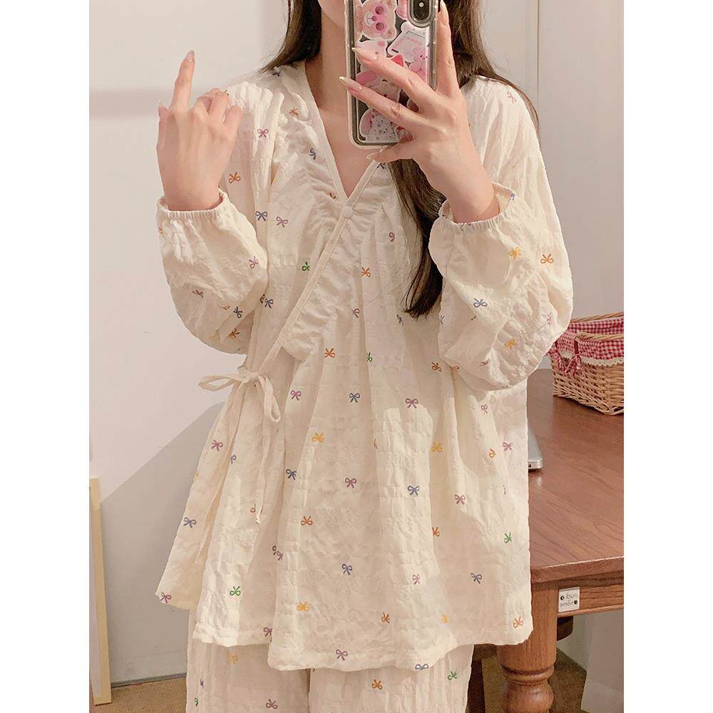 春夏孕妇睡衣产后薄吸汗透气坐月子服孕妇母乳喂养孕妇家庭套装