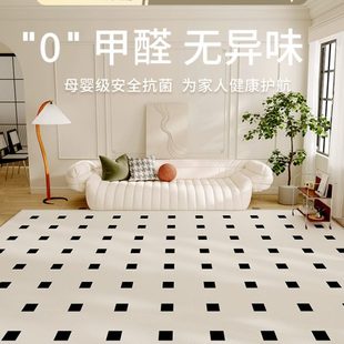 地毯客厅2024新款 子米色圈绒地垫大面积全铺 卧室冬天法式 奶油风格
