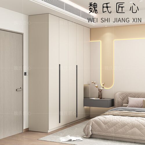 一门到顶衣柜现代简约一体靠墙床头柜定制实木生态板W储物收纳衣