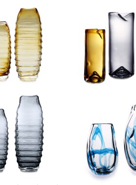 现代简约人工吹制玻璃样板房售楼处家居桌面茶几玄关玻璃摆件工艺