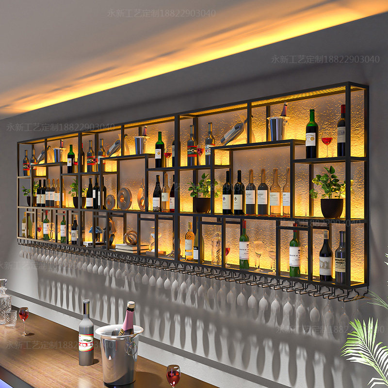 酒柜酒架壁挂置物架创意吧台餐厅墙上定制铁艺红酒架工业风图片