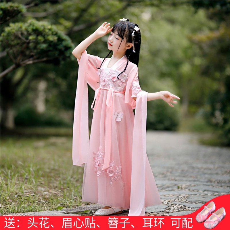 儿童汉服女童夏季中国风超仙改良雪纺短袖唐装襦裙套装古装连衣裙,童装/婴儿装/亲子装,唐装,淘宝优惠券,粉丝福利购,淘宝优惠卷