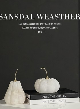 现代简约新中式样板房天然云石花瓶摆件创意时钟烛台托盘桌面装饰