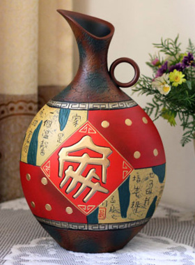 实用结婚礼物客厅电视柜酒柜装饰品摆件陶瓷花瓶个性手工陶艺精品