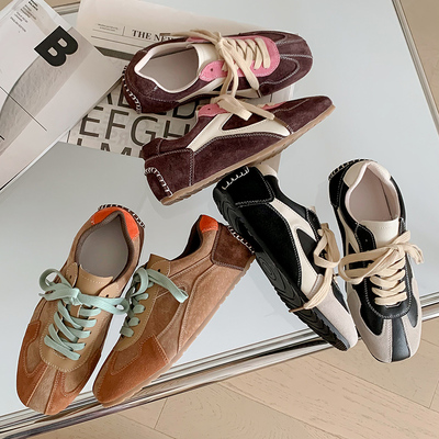 迷失麋鹿【比利解构德训鞋】复古真皮德训鞋百搭平底运动休闲鞋女