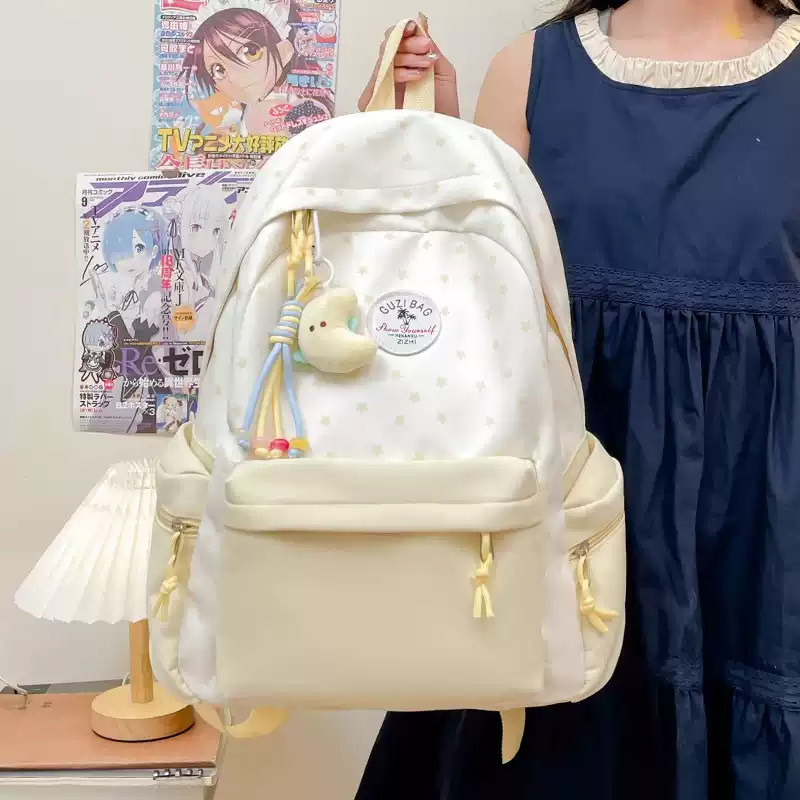 日系书包初中女生小众高颜值粉色双肩包高中生女孩轻便旅行背包女