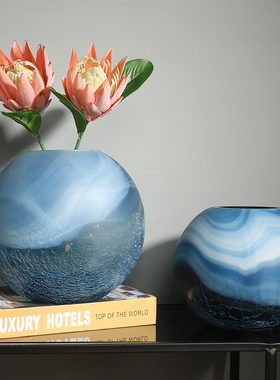 北欧创意轻奢星空玻璃花瓶摆件客厅电视柜干花插花欧式家居装饰品