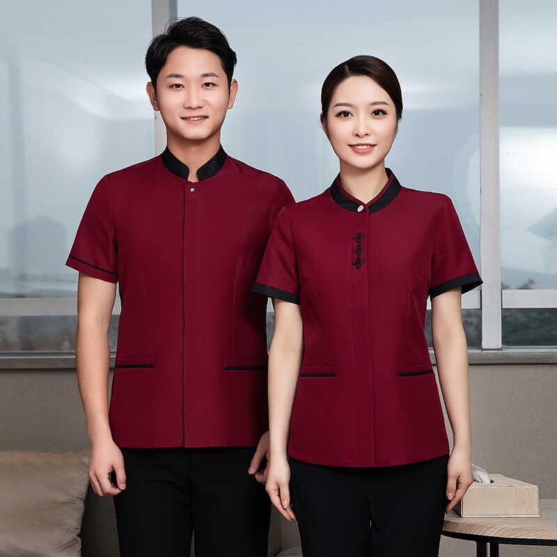 保洁工作b服短袖夏装女售楼部物业阿姨酒店宾馆客房清洁员大码套