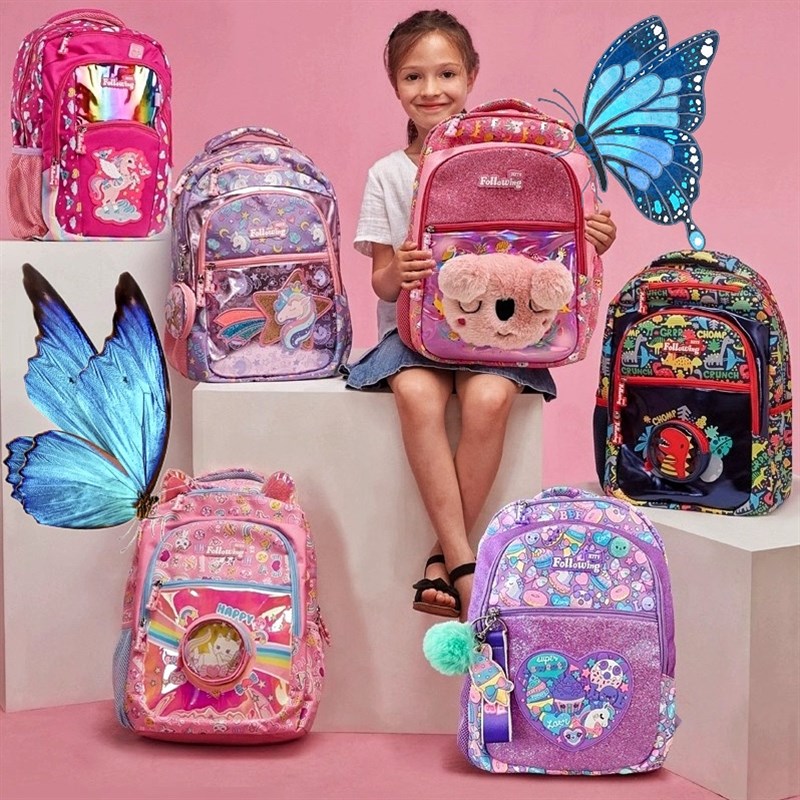 FH开学季小学生男女儿童轻便可爱卡通减负降压双肩书包笔袋套装