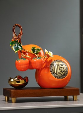 新中式陶瓷葫芦摆件玄关酒柜客厅B招财元宝装饰品店铺乔迁开业礼