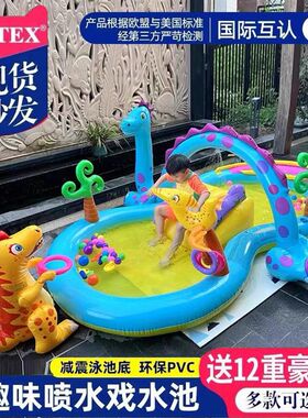 新款婴儿童充气游泳池家用可折叠小孩宝J宝海洋球池家庭喷水滑梯
