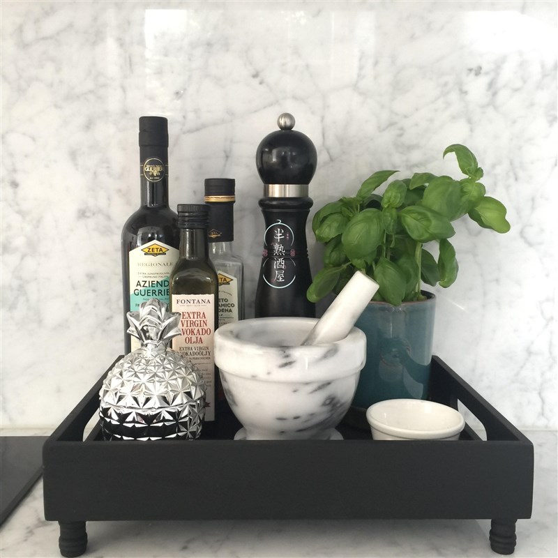 天然大理石捣e蒜器石臼子黑胡椒研磨调料瓶家用盐罐方托盘厨房用