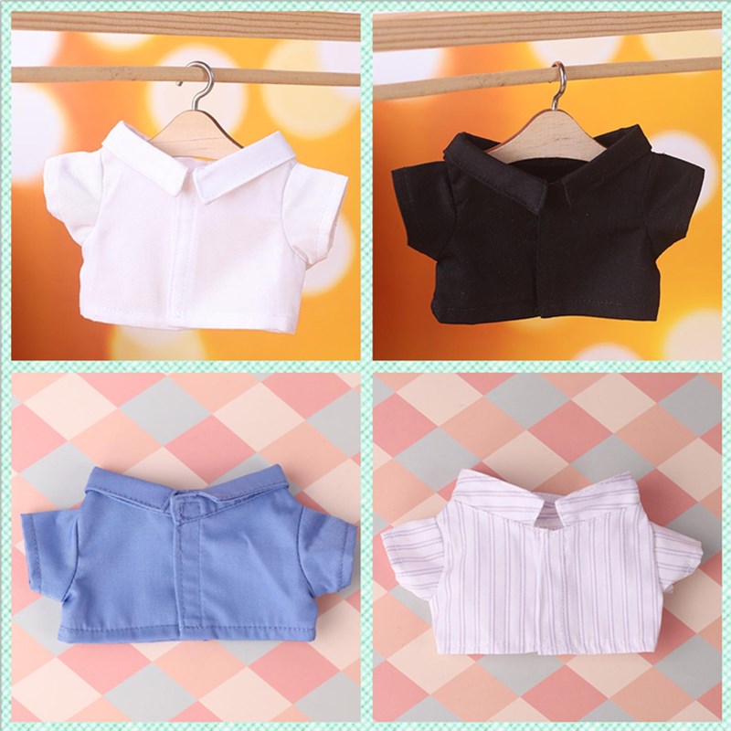 现货娃衣20cm15cm10cm黑白衬衫正装格子条纹打底襯衣棉花娃娃衬衣