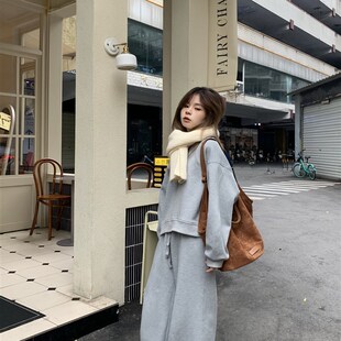 大美自制150小个l子空气层卫衣 卫裤一整套装灰黑两色2023秋冬新