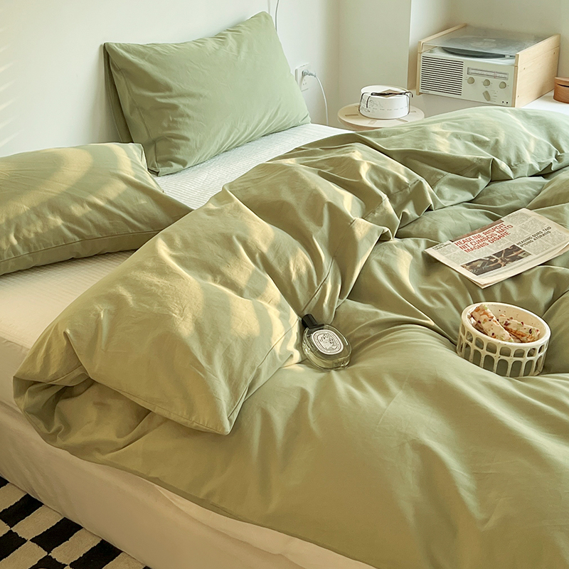 全棉被套单件纯棉水洗棉150x200x230被罩床单人T被加厚被单三件套