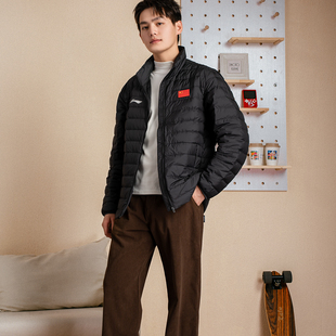 李宁羽绒服国旗款2026春季新款保暖夹克外套蓬松轻薄短款立领上衣