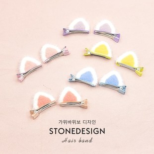 宝宝发饰儿童可爱立体毛绒耳朵发夹女童发卡女孩两边对夹头饰秋冬