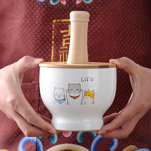 老式家用捣蒜臼子石臼擂辣椒擂钵捣蒜器捣药罐蒜泥窝锤子打糍粑